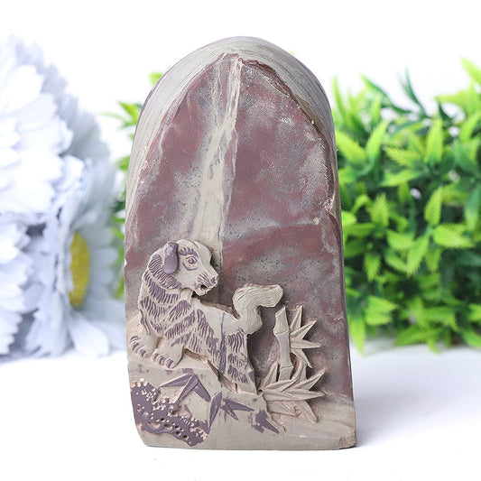 4.6" Unique Helan Ink Stone Crystal Carvings Free Form