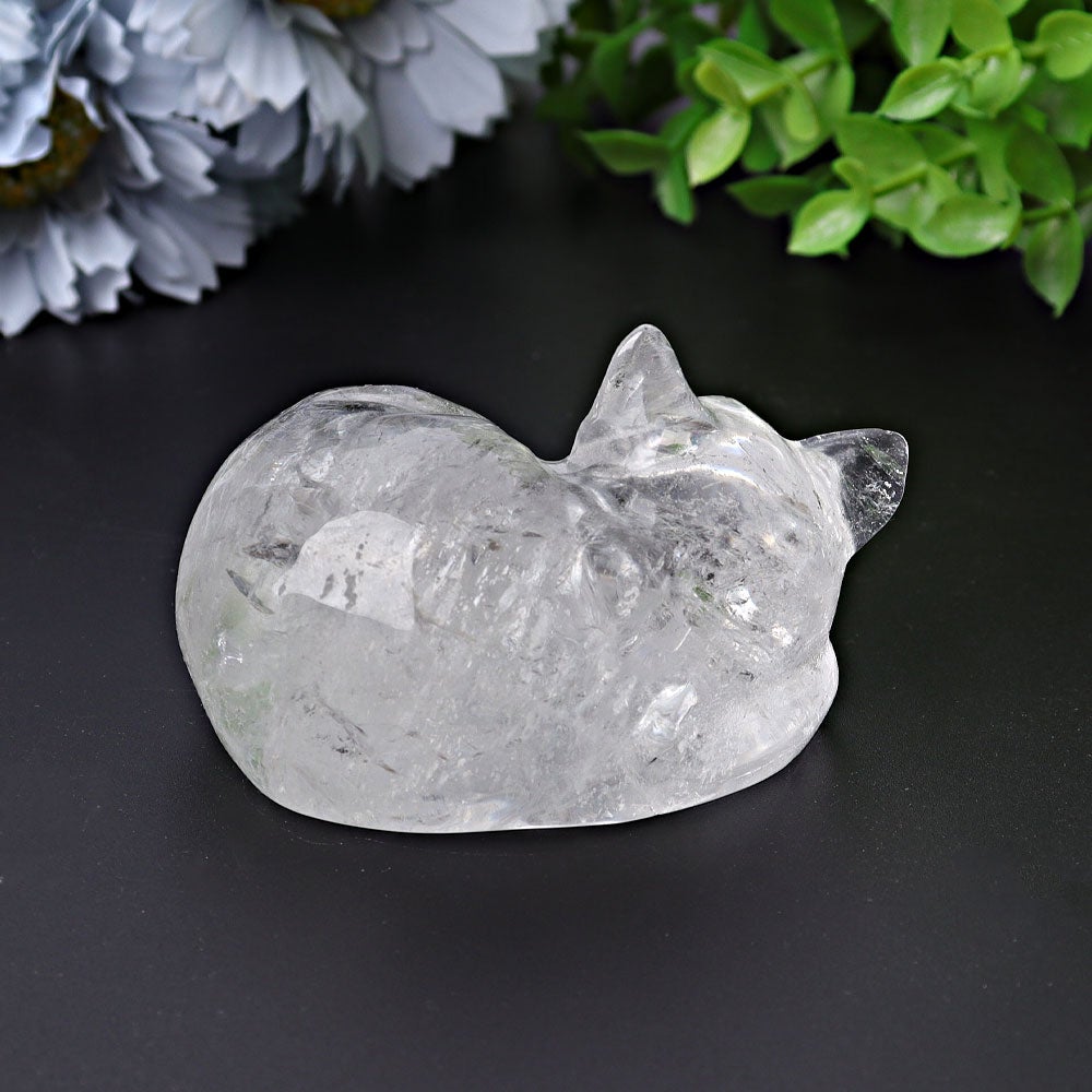 3" Clear Quartz Sleeping Cat Crystal Carvings Crystal wholesale suppliers