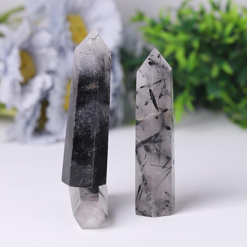 Natural Black Tourmaline in Quartz Points Healing Tower Crystal wholesale suppliers