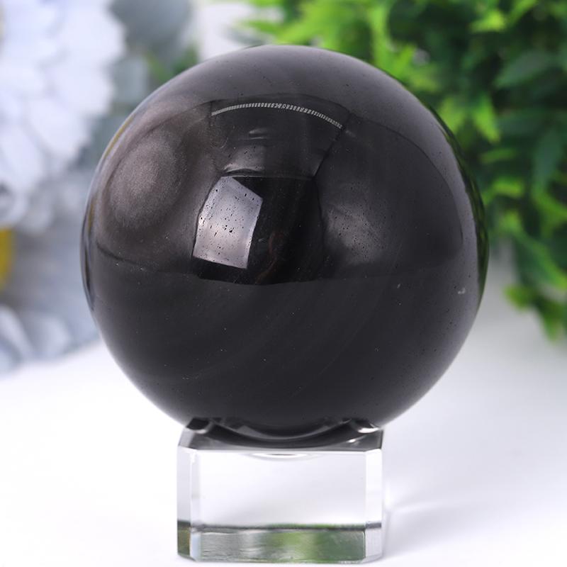 2.0"-4.5" Silver Obsidian Sphere Crystal wholesale suppliers