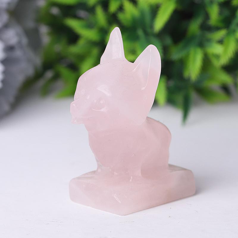 2.4" Rose Quartz Dog Crystal Carvings Crystal wholesale suppliers