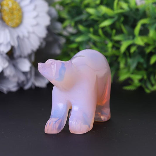 3" Pink Opal Bear Carving for Collection Crystal Gift Crystal wholesale suppliers