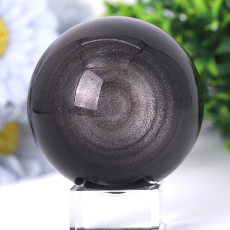 2.0"-4.5" Silver Obsidian Sphere Crystal wholesale suppliers