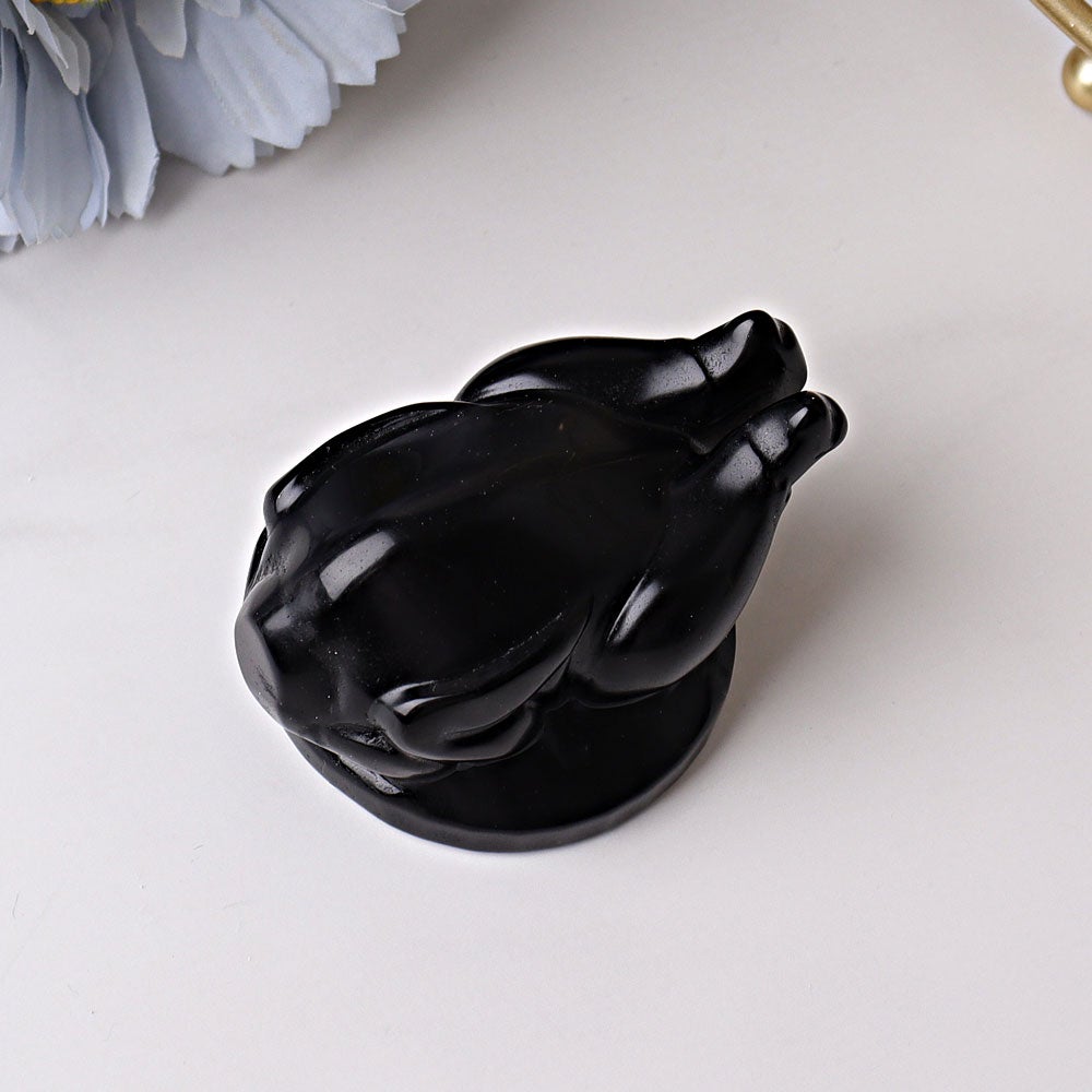 2.35" Black Obsidian Roast Turkey Crystal Carvings Crystal wholesale suppliers