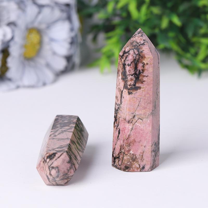 Natural Rhodonite Points Healing Tower Crystal wholesale suppliers