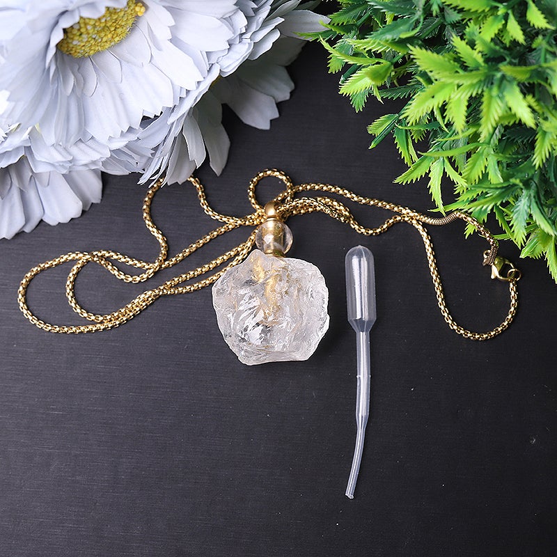 Raw Clear Quartz Perfume Bottle Necklace DIY Crystal wholesale suppliers