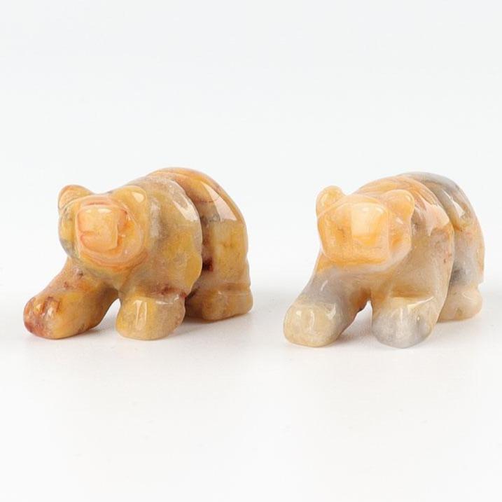 Mini Crazy Agate Bear Carvings