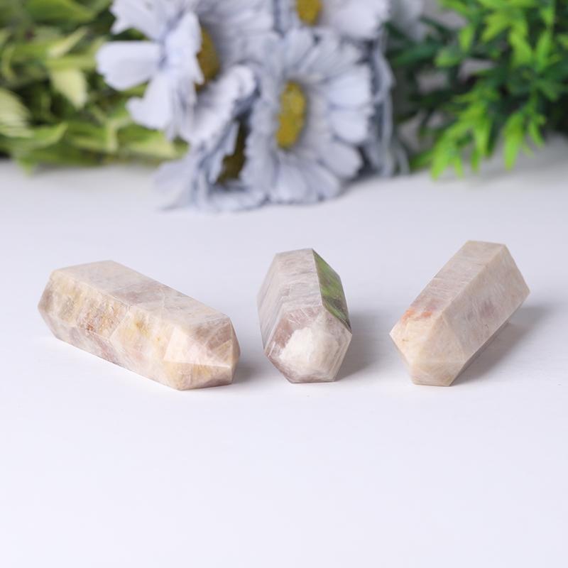 Wholesale Natural Flasing Peach Moonstone Points Crystal wholesale suppliers