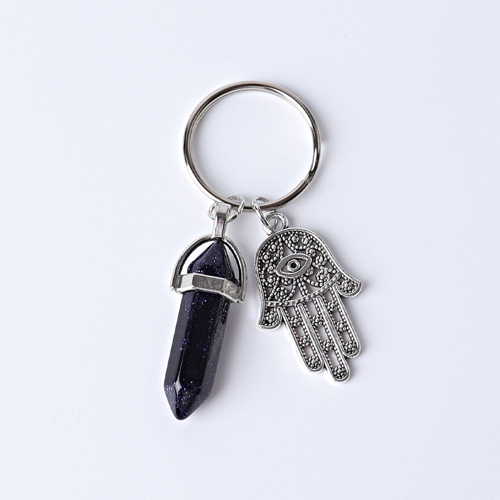 2.5“ Double Terminated Point with Devil's Eye Hand Key Chain for DIY Crystal wholesale suppliers