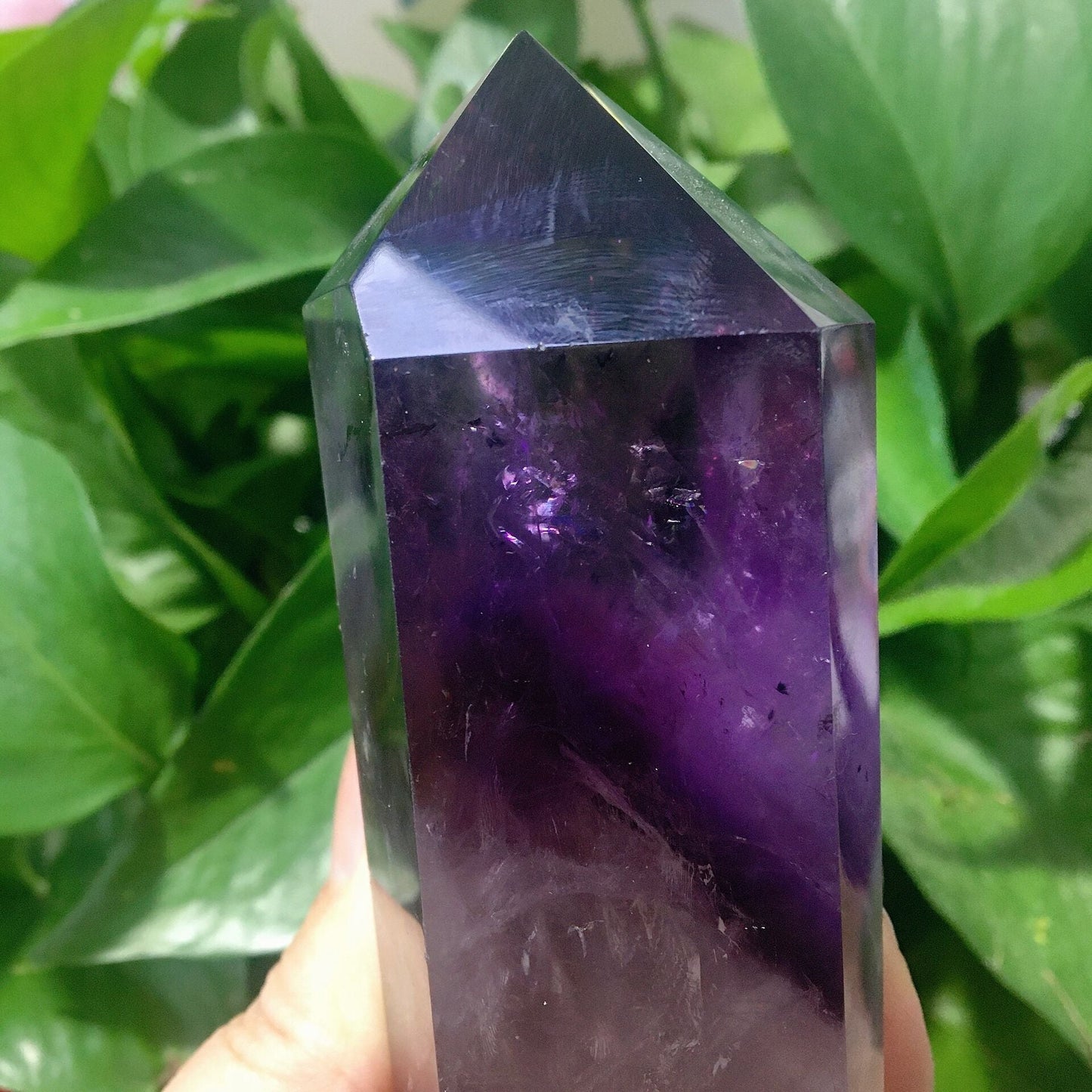 5.8" Dark Purple Amethyst Point Half Polished #3