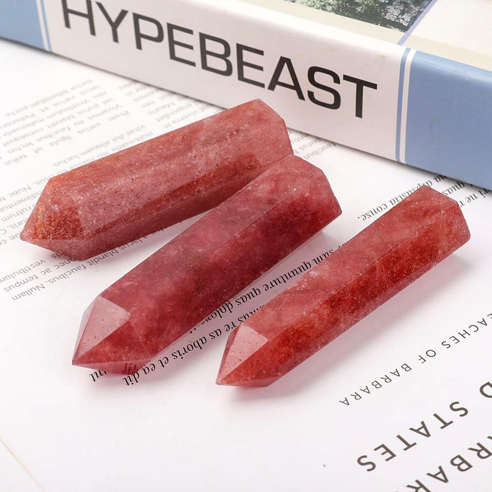 Set of 3 Strawberry Quartz Points Crystal wholesale suppliers