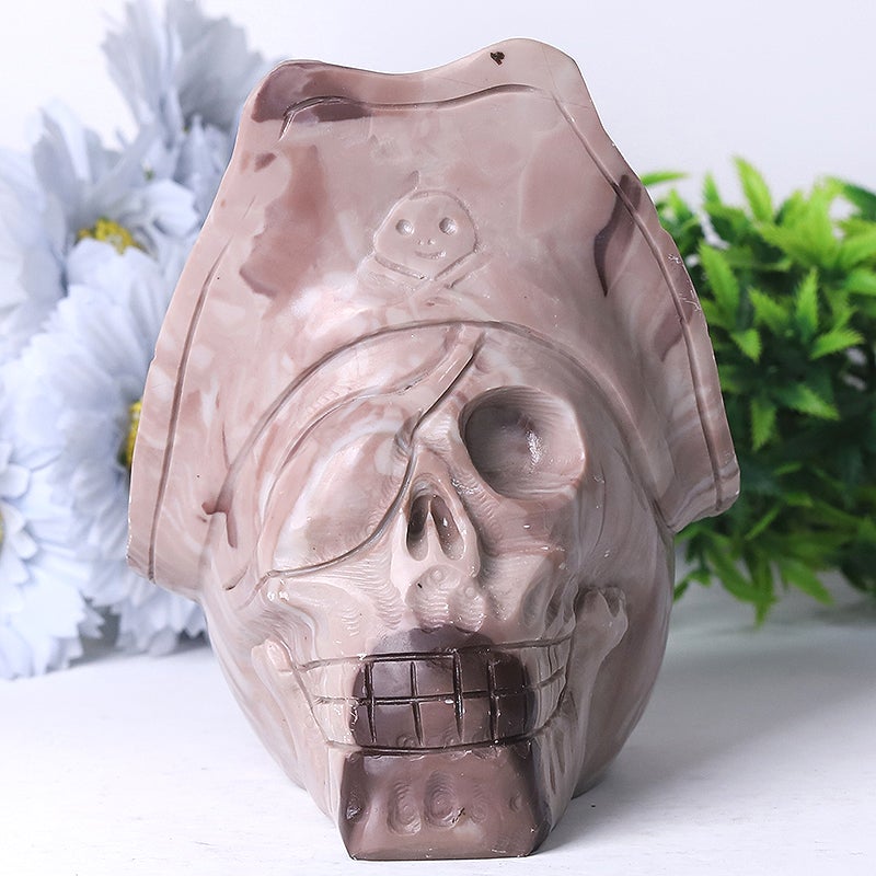 5.5" Unique Jade Corsair Skull Crystal Carvings