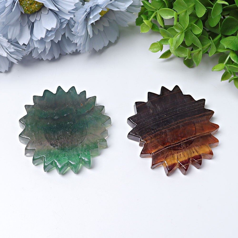 2.6" Fluorite Sun Flower Crystal Carvings Crystal wholesale suppliers