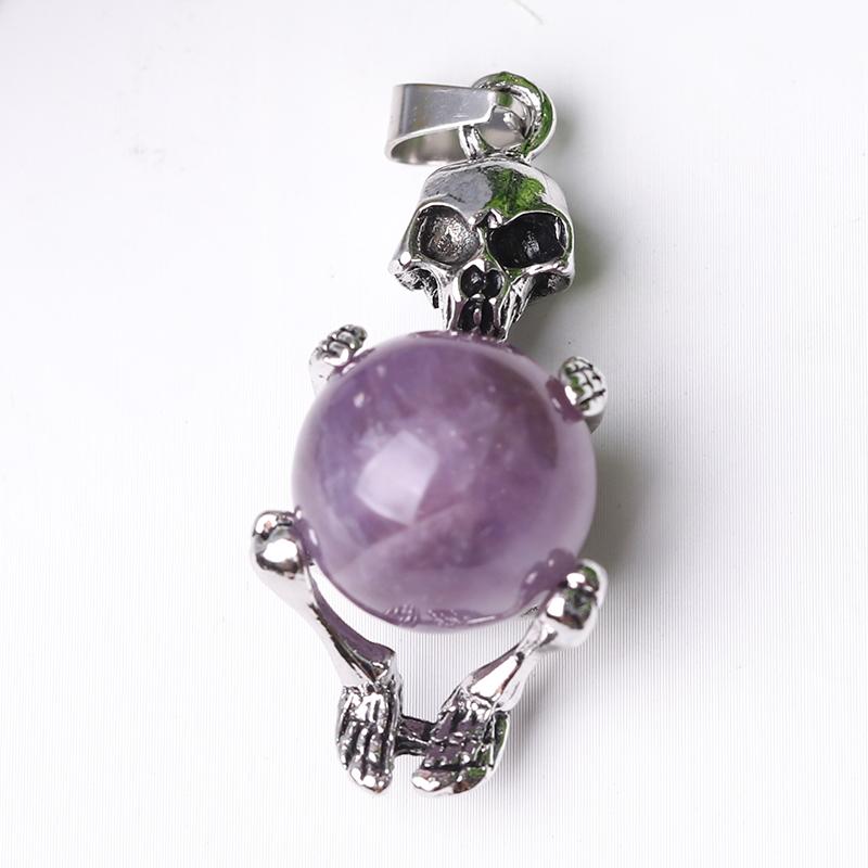 Wholesale Silver Skeleton Wrapped Round Ball Crystal Pendant Crystal wholesale suppliers