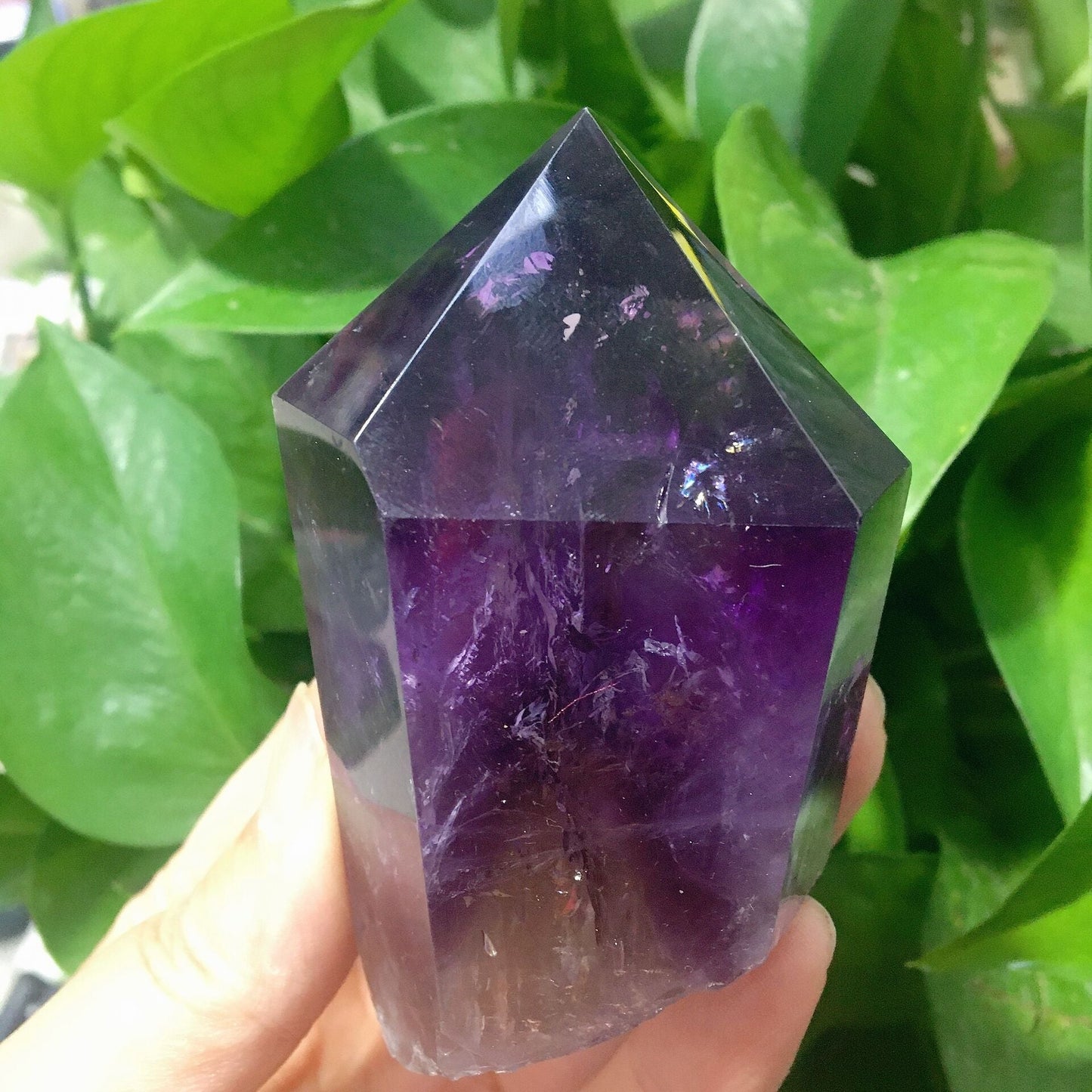 Dark Purple Amethyst Point Half Polished #11