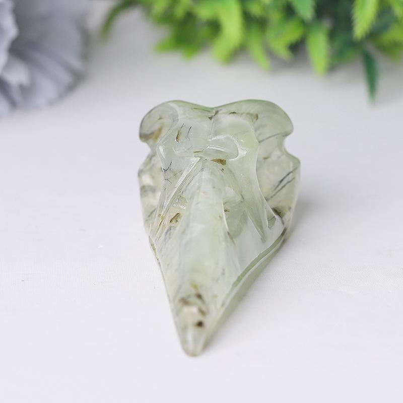 3.5" Natural Prehnite Crow Skull Head Healing Carving Epidote Crystal wholesale suppliers