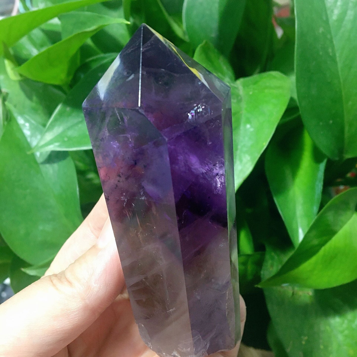 4.6" Dark Purple Amethyst Point Half Polished #7