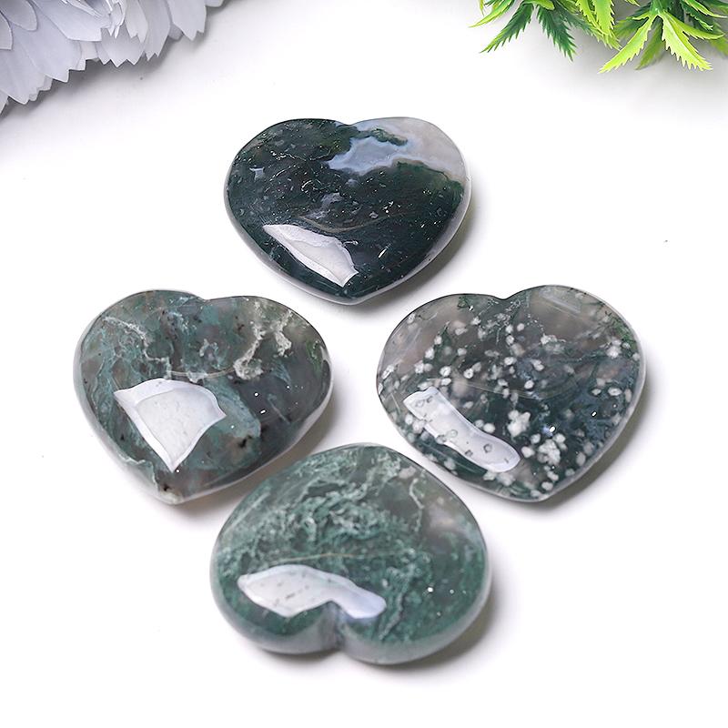 2" Moss Agate Heart Crystal Carvings Crystal wholesale suppliers