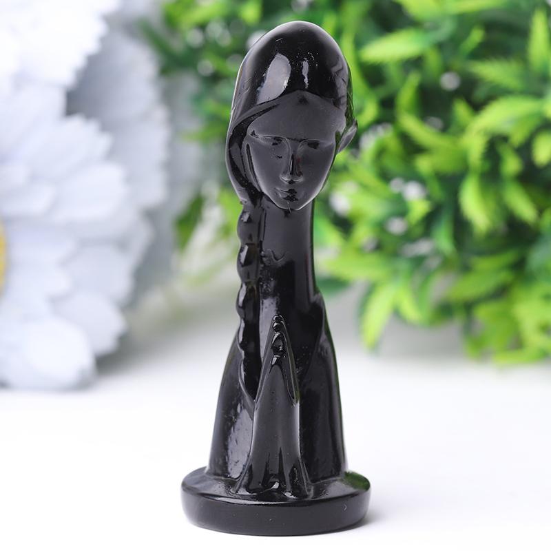 3" Black Obsidian Pray Woman Crystal Carvings Crystal wholesale suppliers