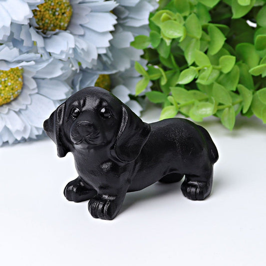 2.7" Black Obsidian Dog Crystal Carving Crystal wholesale suppliers