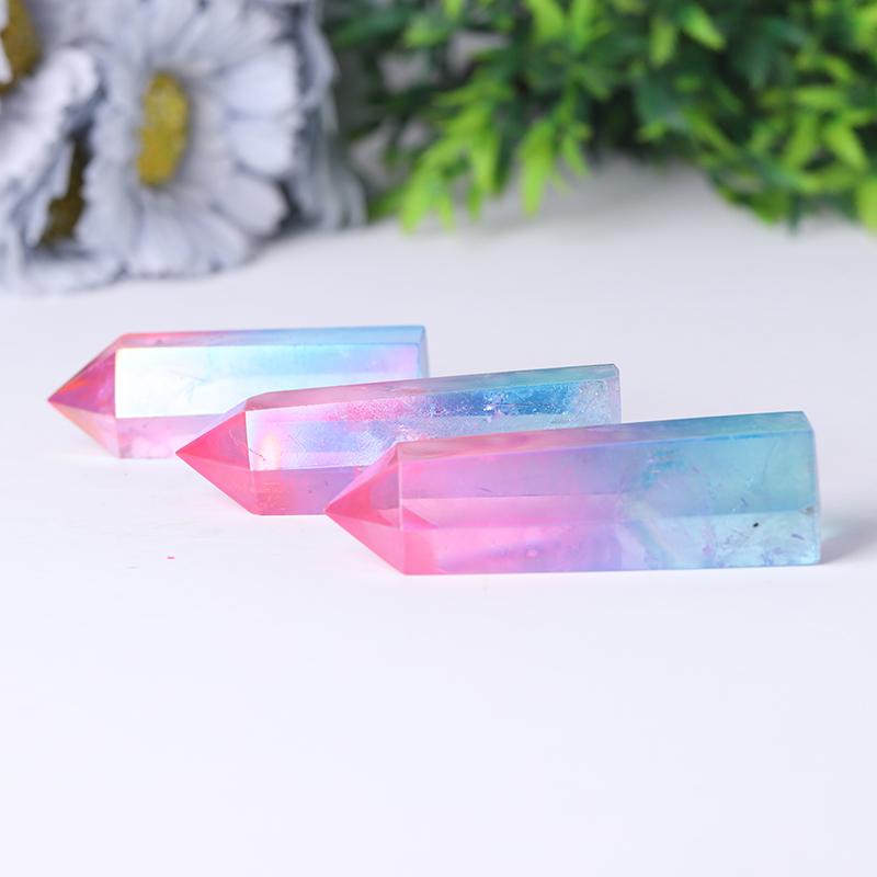 Pink and Blue Aura Clear Quartz Points Colorful Quartz Tower Crystal wholesale suppliers