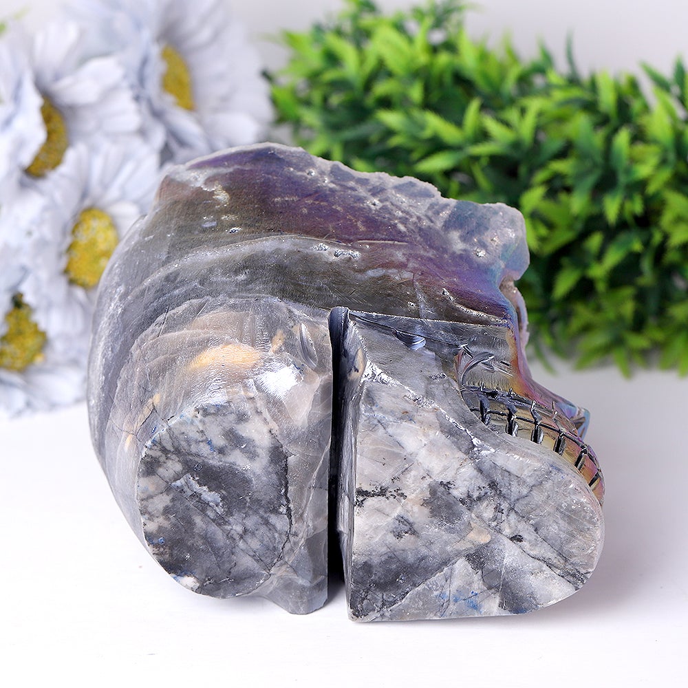 Unique Aura Druzy Angel Crystal Skull Carvings for Halloween