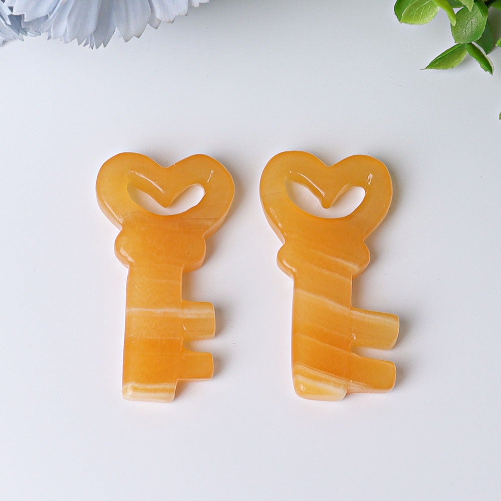 2.3" Orange Calcite Heart Key Crystal Carvings Crystal wholesale suppliers