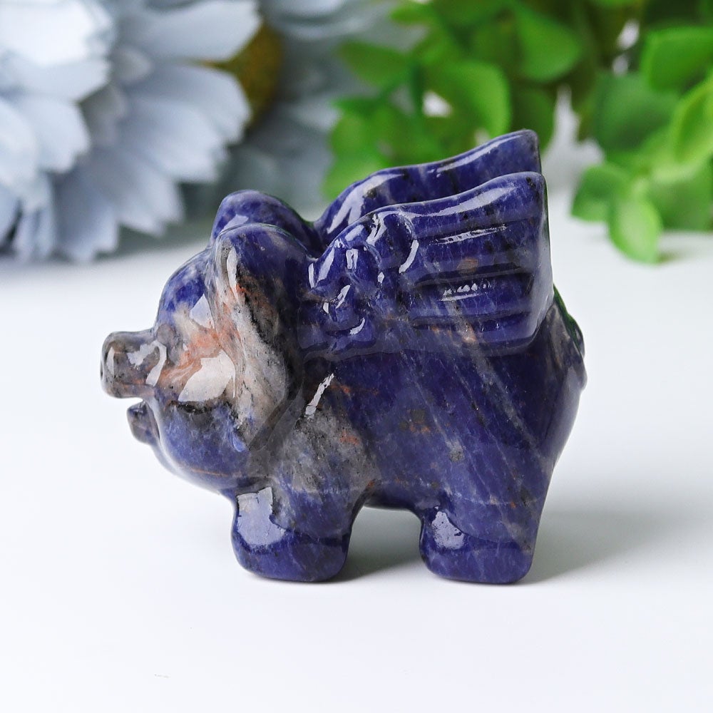 2.3" Sodalite Flying Pig Crystal Carvings Crystal wholesale suppliers