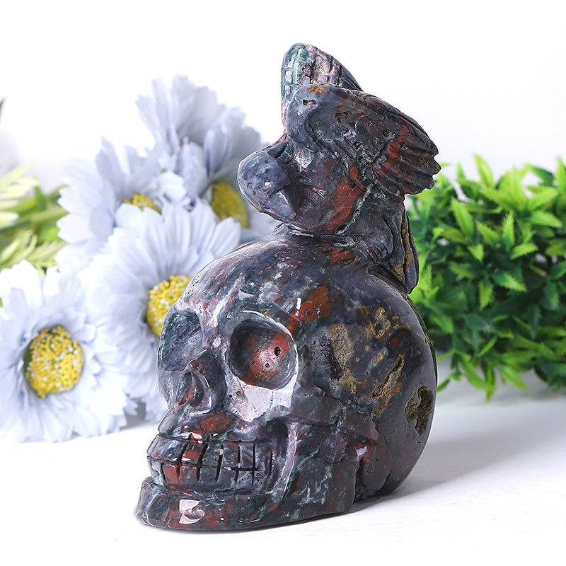 5.5" Unique Ocean Jasper Skull Crystal Carvings