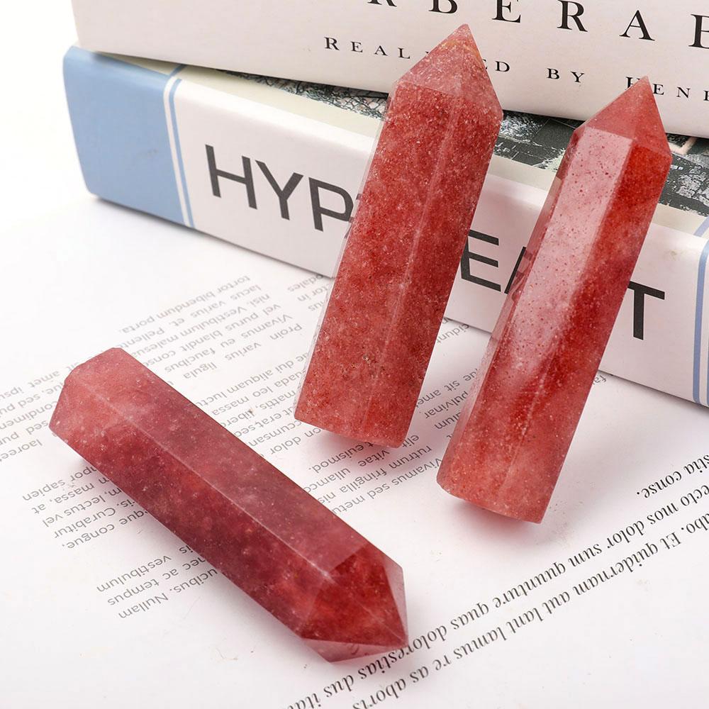 Set of 3 Strawberry Quartz Points Crystal wholesale suppliers