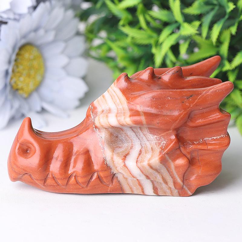 3" Red Jasper Dragon Head Crystal Carvings Crystal wholesale suppliers