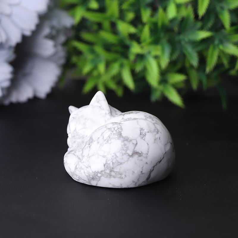 2.1" Howlite Sleepy Cat Crystal Carvings Crystal wholesale suppliers