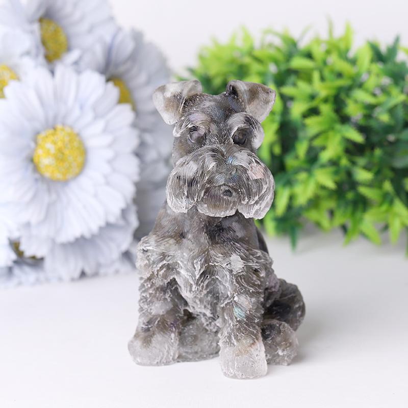 4.2" Crystal Chips Resin Schnauzer Carving for Decoration Crystal wholesale suppliers