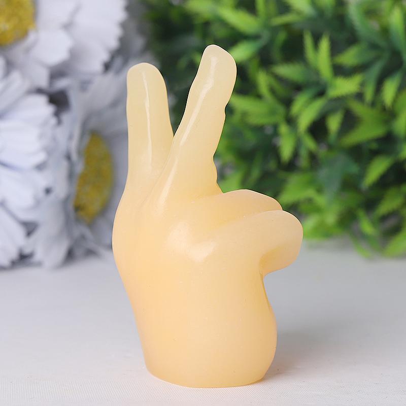 3" Yellow Jade Victory Hand Crystal Carvings Crystal wholesale suppliers