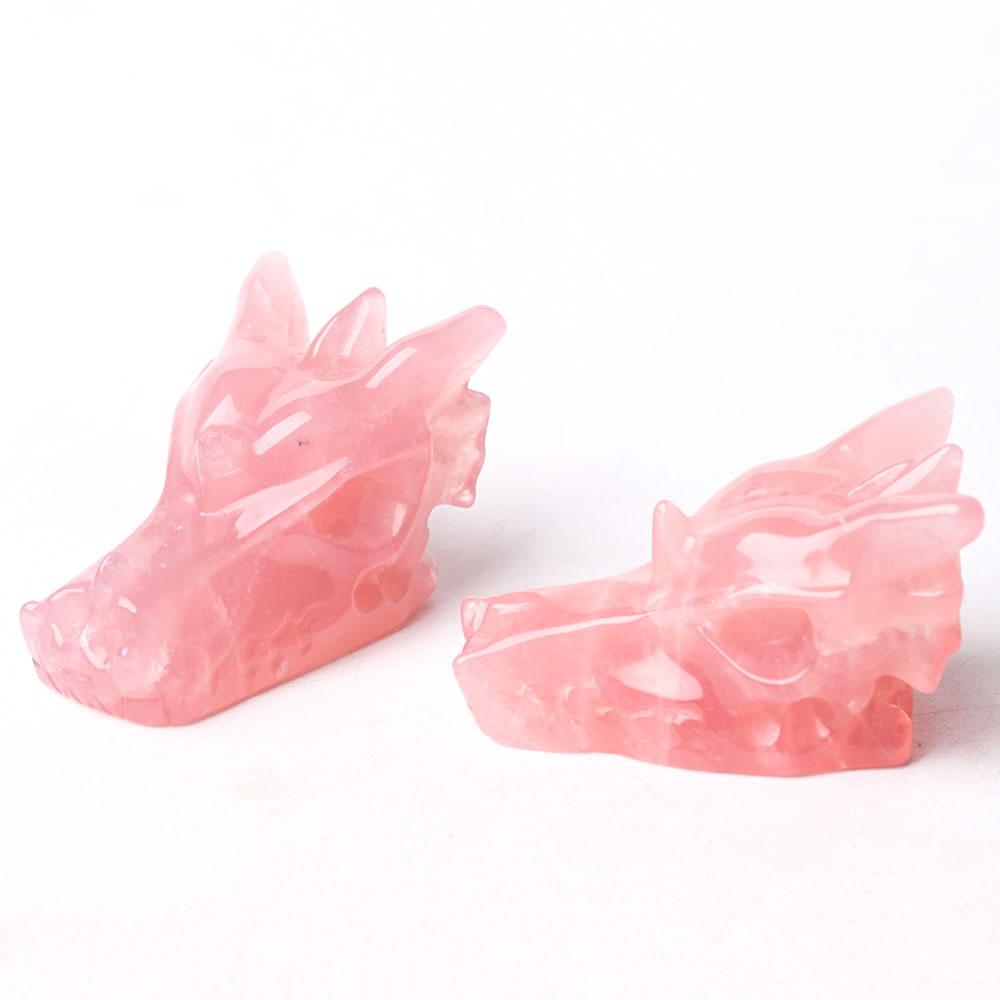 Rose Quartz Dragon Head Carving for Decoration Crystal wholesale suppliers