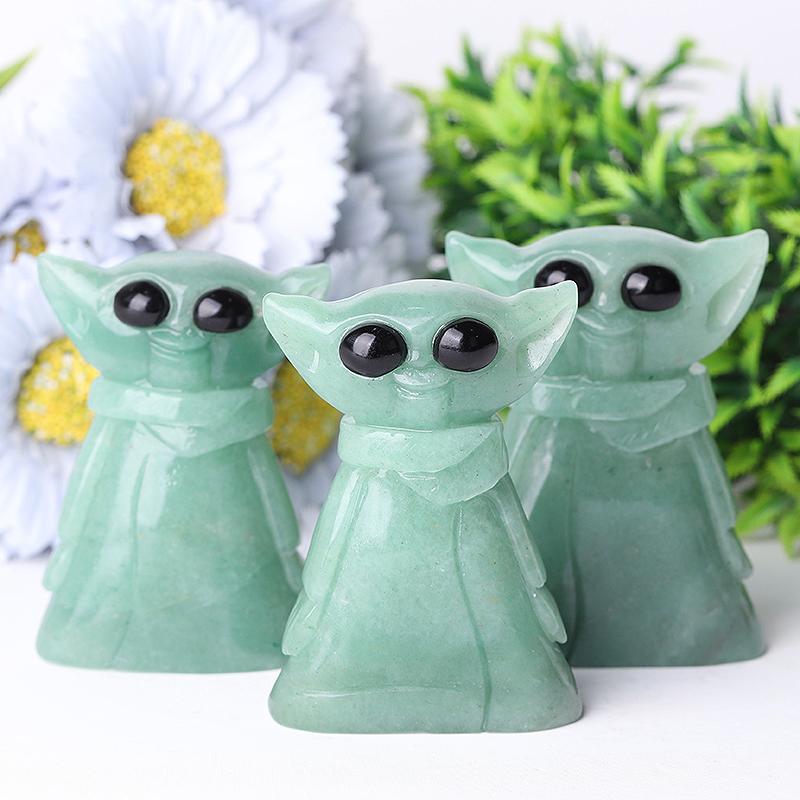 3" Green Aventurine Baby Yoda Master Crystal Carvings Crystal wholesale suppliers