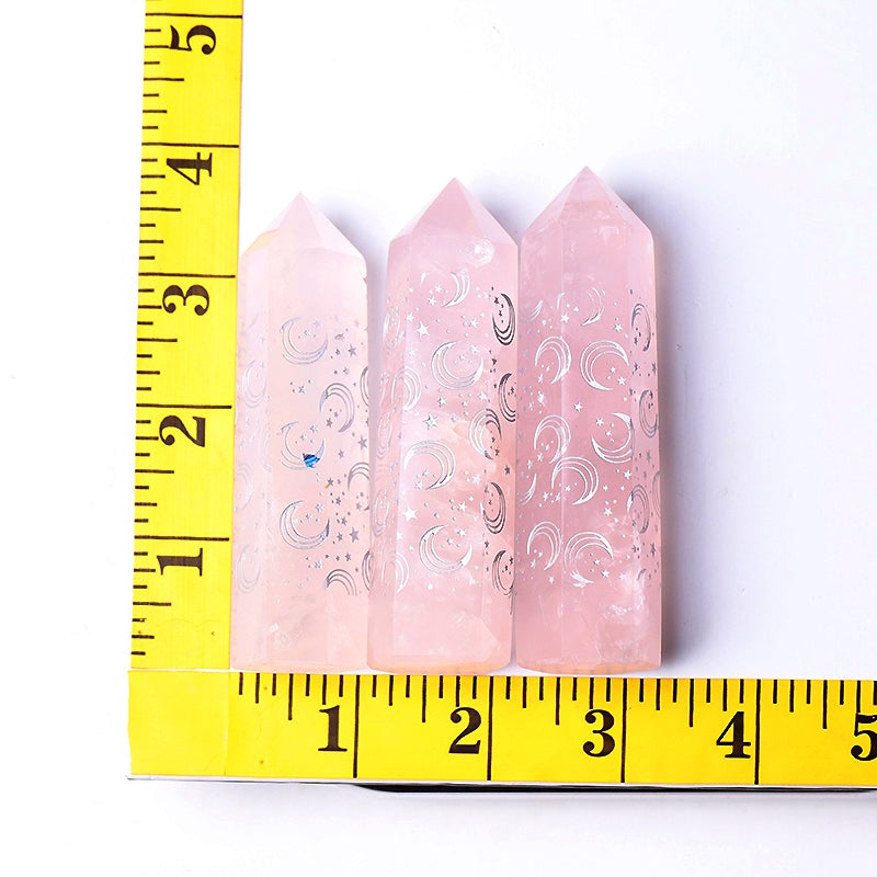 3.6" Rose Quartz with Moon Printing Crystal Point Crystal wholesale suppliers