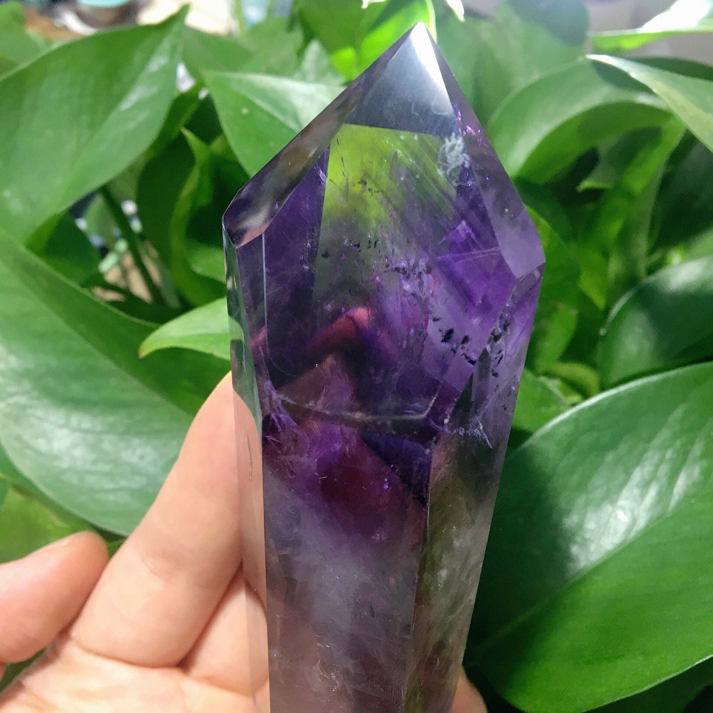 5.4" Dark Purple Amethyst Point Half Polished #2