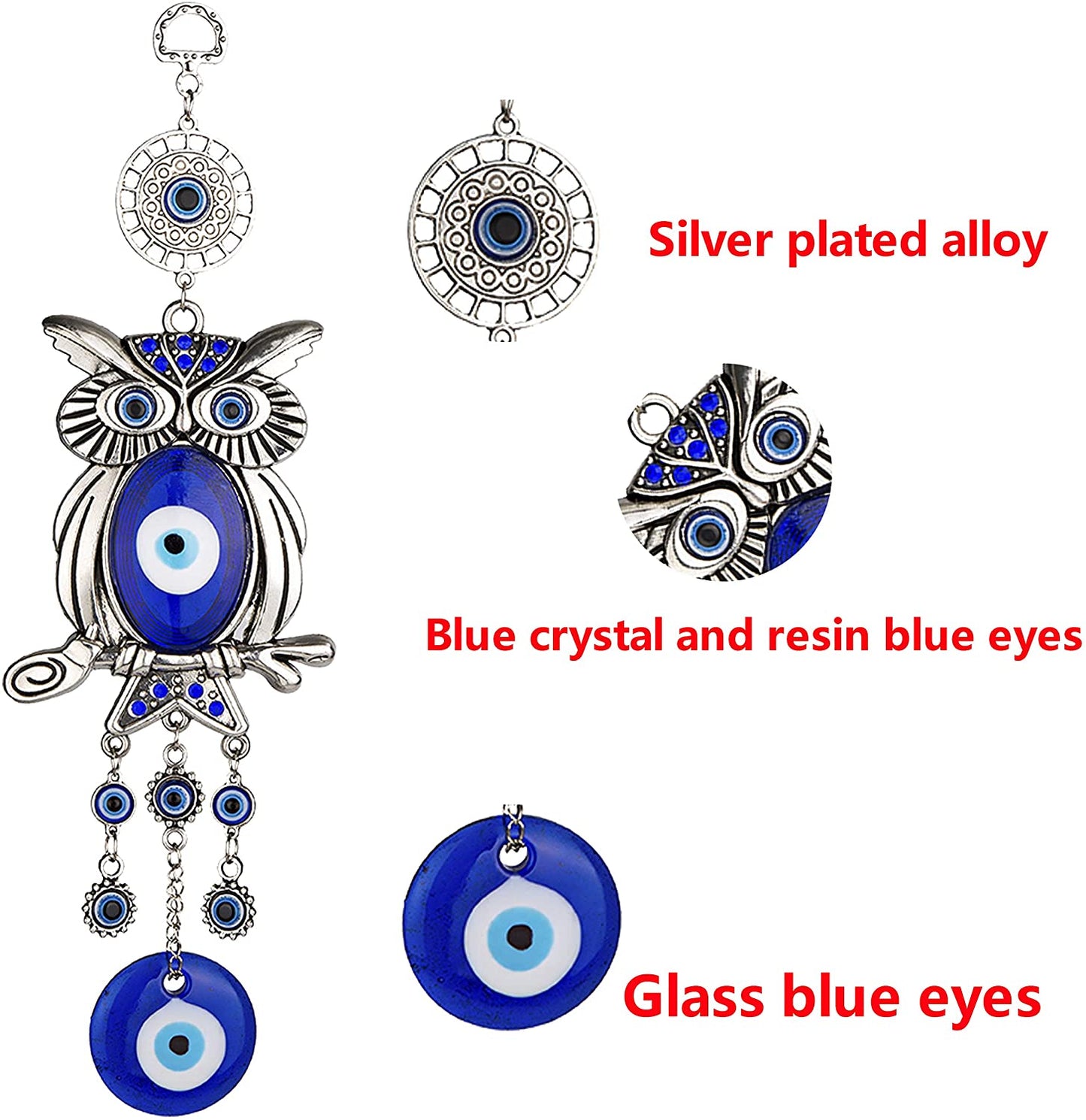 Blue Evil Eye Owl 11.7 Inches Pendant Decoration Crystal wholesale suppliers