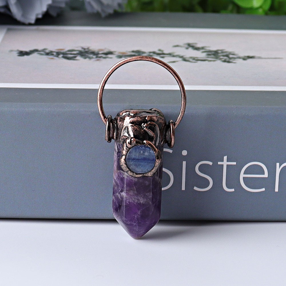 2.4" Amethyst Rose Quartz with Kyanite Pendant for DIY Crystal wholesale suppliers