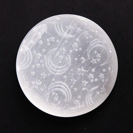 Laser Carving Selenite Palm Stone