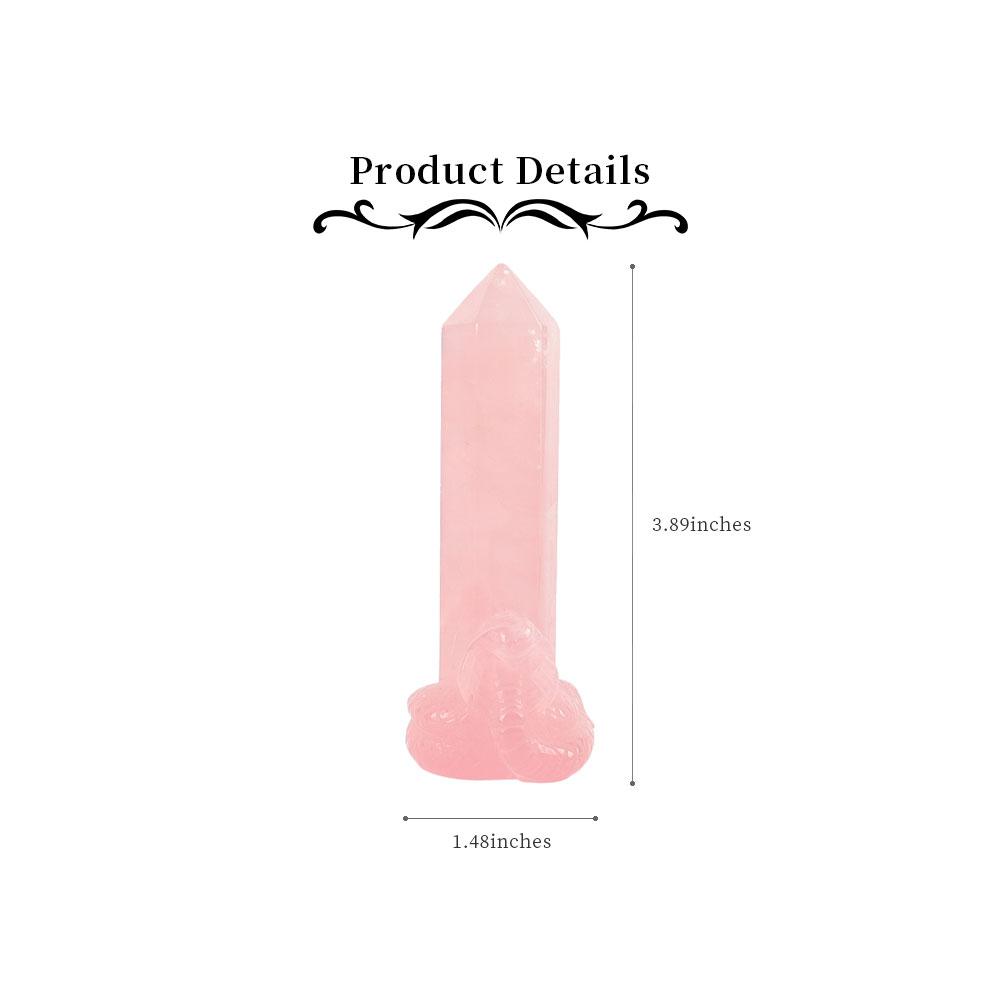 Rose Quartz Tower with Snake Carving Decor Base Crystal wholesale suppliers