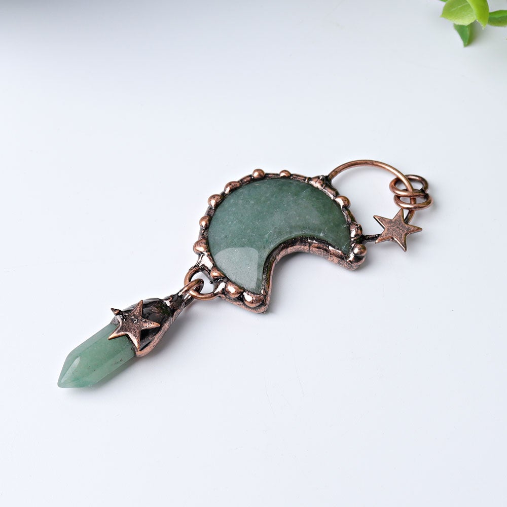 3.6" Green Aventurine Moon Design Pendant Crystal wholesale suppliers