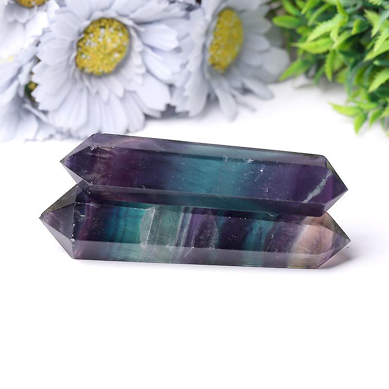 Natural Rainbow Fluorite Double Point Crystal Double Towers For Decoration For Gift Crystal wholesale suppliers