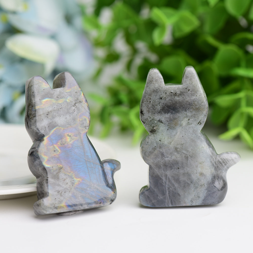 2.3"Labradorite Cat Crystal Carving