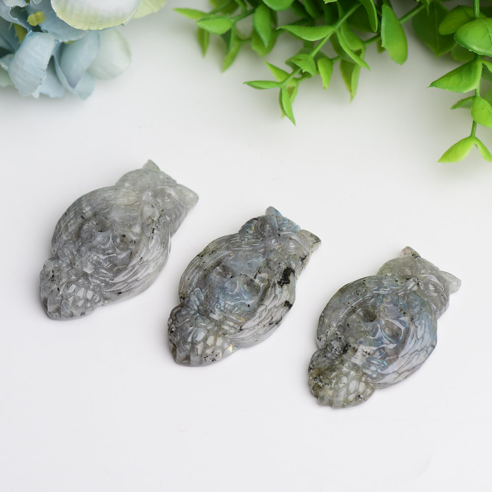 2.1" Labradorite Owl with Skull Dec Crystal Carving