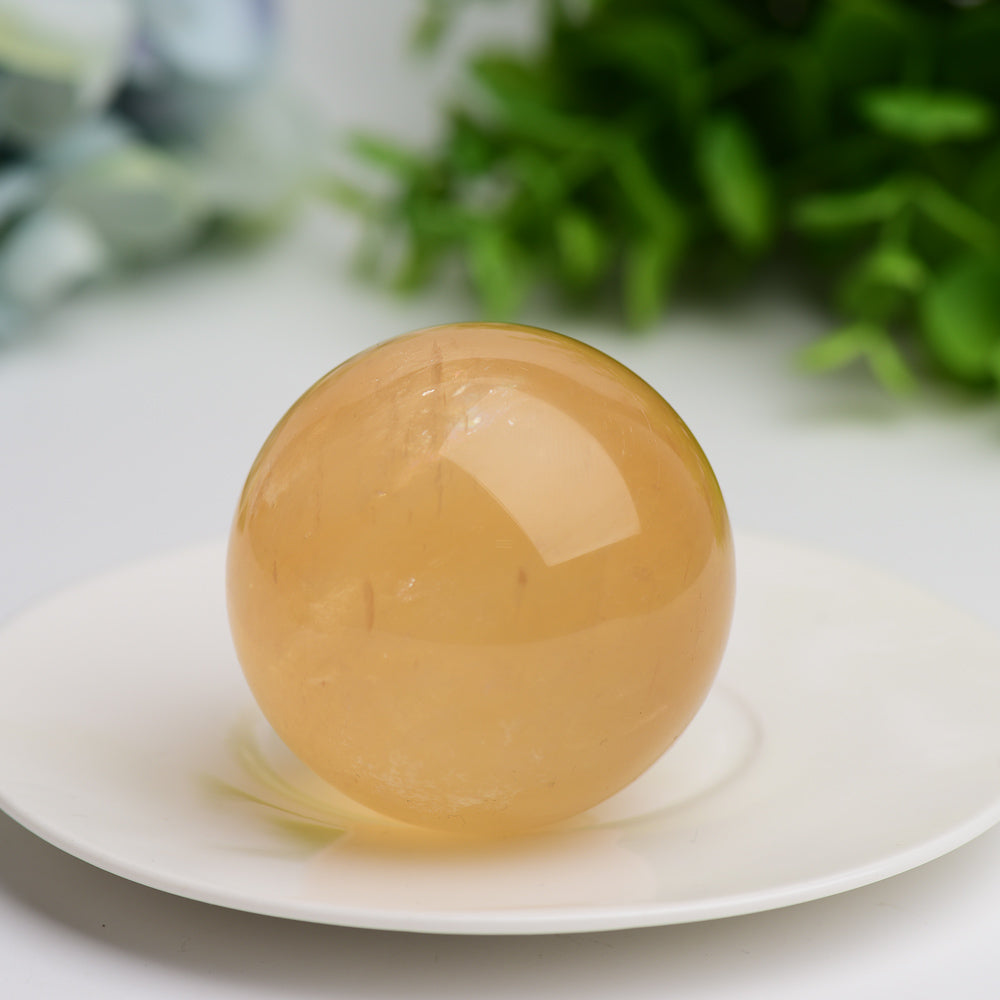 Honey Calcite Crystal Sphere