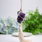 Amethyst Cluster Hanging with Cotton Rope Tassels