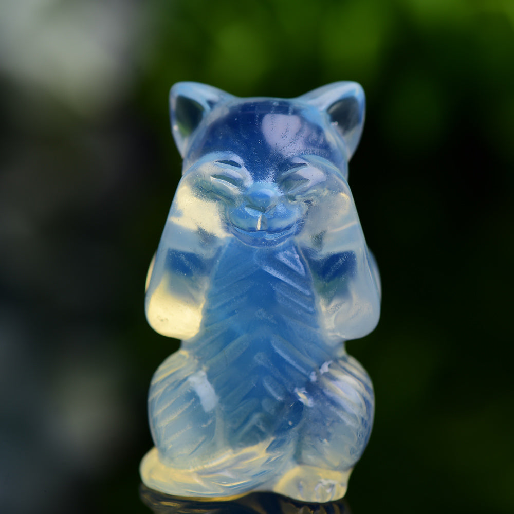 1.9" Opalite Cat 'Hear No Evil, Speak No Evil, See No Evil' Crystal Carving