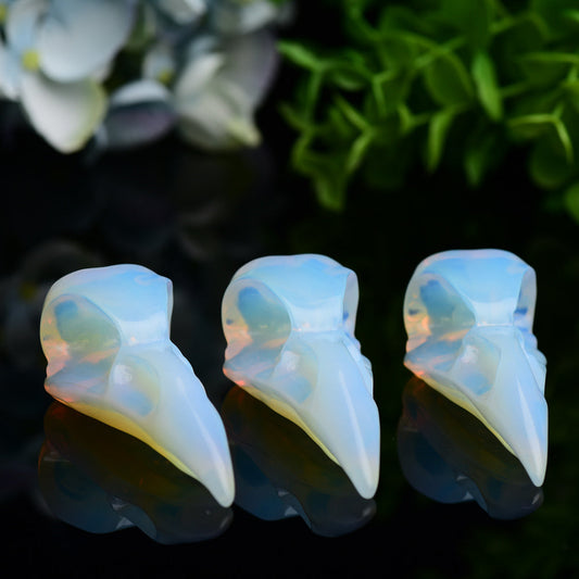 3.0" Opalite Roven Skull Crystal Carving